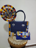 Ensemble "Bleu de Teranga" : Cabas, Pochette et Éventail Assortis
