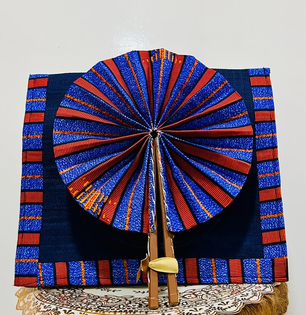 Ensemble "Vent de Teranga" : Sac Cabas et Éventail Artisanal Assortis
