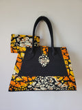 Ensemble "Fleur de Sahel" : Sac à Main Structure et Pochette Assortie